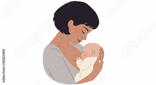 A mother breastfeeds her baby, symbolizing nurturing and love.
