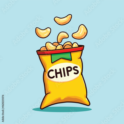 Cartoon bag of potato chips vector illustration