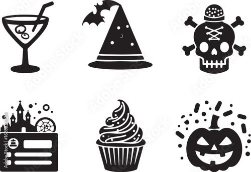 Spooky icons for Halloween designs and party invitations are here