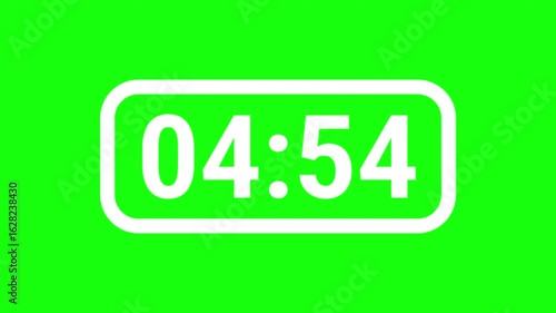 [Part 1 of 5] 5 Minutes Timer Countdown. From 5 minutes to 4 minutes on green screen. 4K video