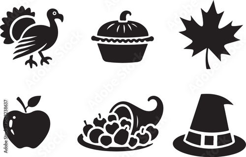 Celebrate Thanksgiving with this delightful assortment of holiday icons