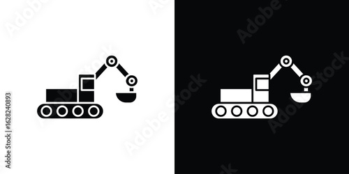 Excavator icon design. vector graphics in flat.