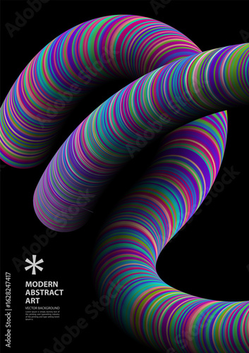 Colorful Twisted Stripe Tubes on Black