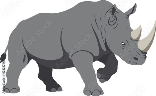 White Rhino Mammal Graphic in Nature, Isolated Silhouette for Wildlife Safari Design, Transparent PNG