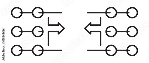 Bidirectional Flow Diagram. Engineering Concept of Opposing Forces and Directional Transfer.