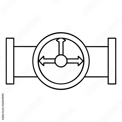 Check Valve Illustration Arrow Showing Fluid Flow Through a Circular Valve