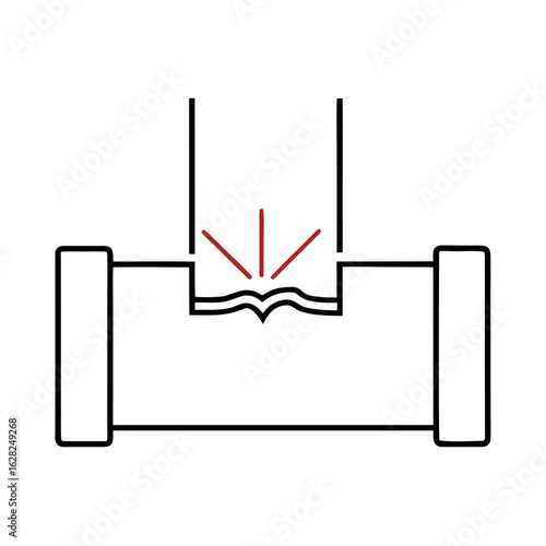 Clogged Pipe Illustration Vector Graphic of a Blocked Pipe with Obstruction Suitable for Plumbing Maintenance or Repair Concepts