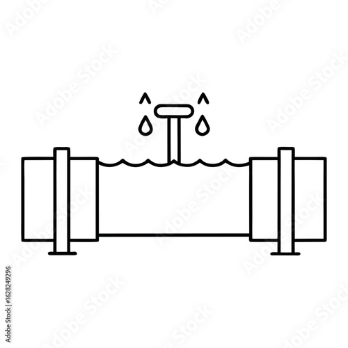Clogged Pipe Illustration Detailed Vector Graphic of a Blocked Pipe with Obstruction