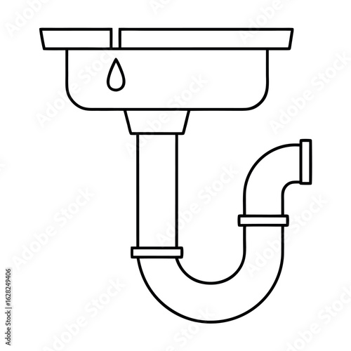 Curved Trap Pipe Under a Sink Detailed Vector Illustration of Plumbing Drain Trap
