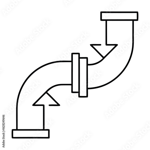 Industrial Pipe Segment with Flowing Motion Arrows Vector Illustration for Engineering Manufacturing or Industrial Design Projects