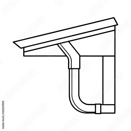 Rain Gutter and Downspout Vector Illustration Detailed Design of a Curved Downspout Attached to a Rain Gutter