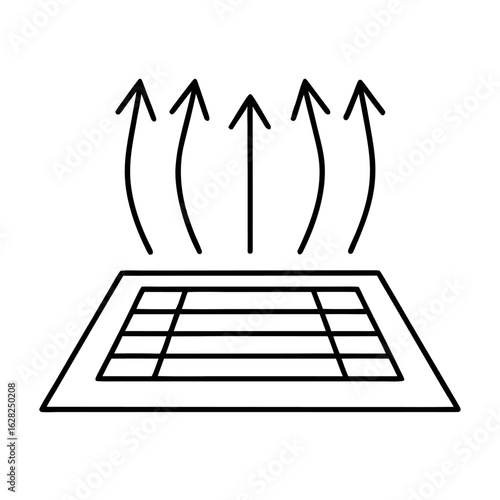 Floor Vent with Upward Air Motion Detailed Vector Illustration of a Hot Air Vent for HVAC Systems
