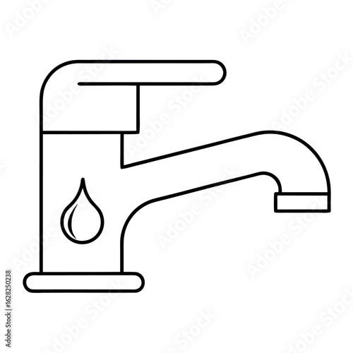 Hot Water Tap Icon with Flame Symbol Vector Graphic for Plumbing Heating and Hot Water Systems