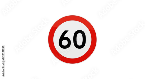 A 60 speed limit traffic sign for road safety and regulatory control, isolated vector illustration AIzaSyA4MiyLO_iMNz9cmtUvUYng6zwvjaqQWt8.