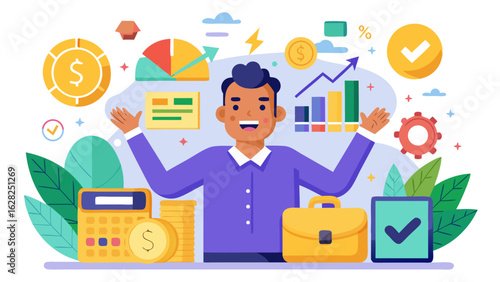 Financial Success and Money Management Vector – Investment Growth, Budgeting, and Wealth Concept