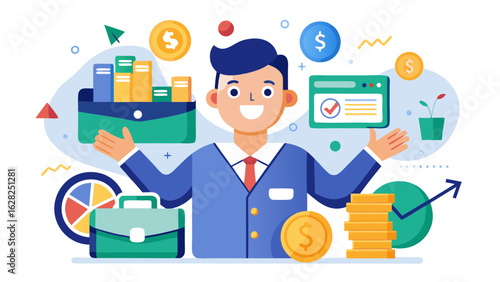 Financial Success and Money Management Vector – Investment Growth, Budgeting, and Wealth Concept