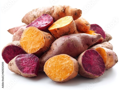 Pile of colorful sweet potatoes