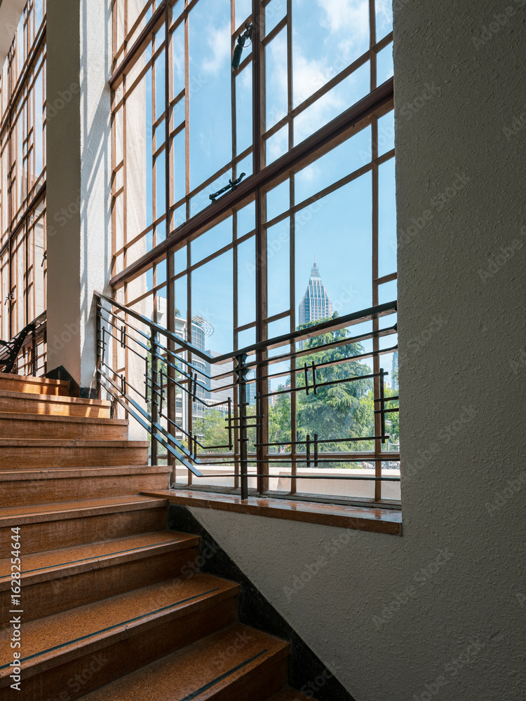 Obraz premium modern office building view outside windows