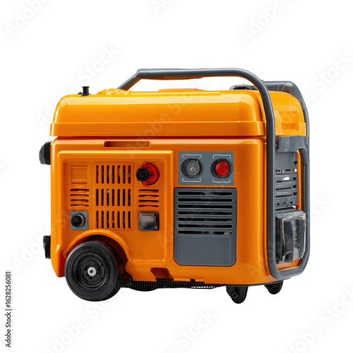 Orange portable generator on transparent background