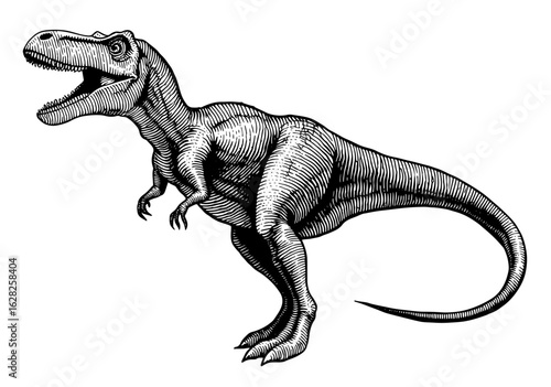 Tyrannosaurus Rex woodcut illustration