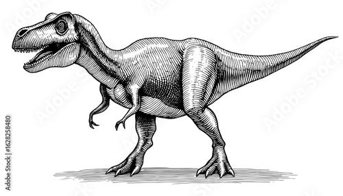 Tyrannosaurus Rex in an antique engraving style