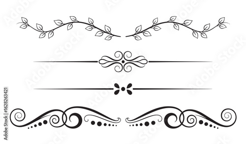 Elegant collection of decorative floral and swirl dividers perfect for design elements