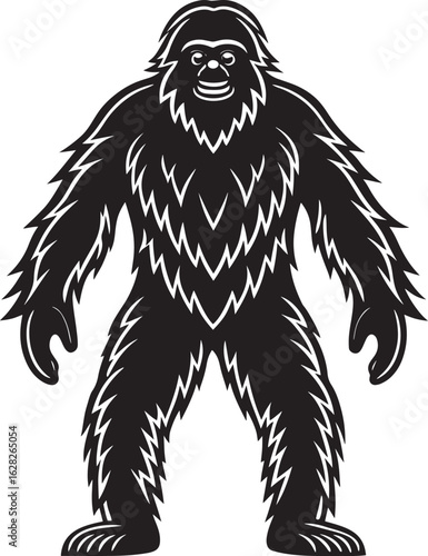 Bigfoot creature illustration with shaggy fur and smiling face