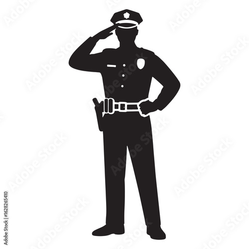 Police Officer Silhouette Vector Illustration Law Enforcement Security Guard Cop Icon Design