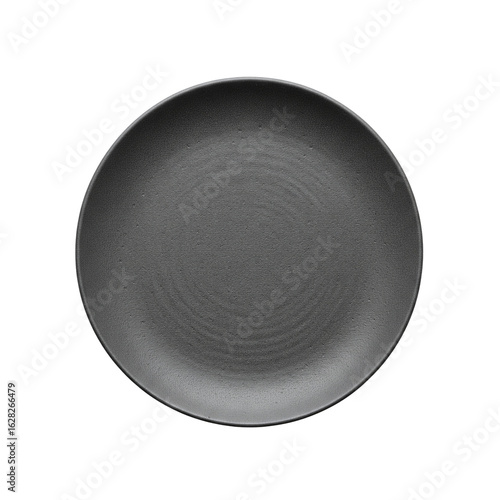 Empty matte black plate from above
