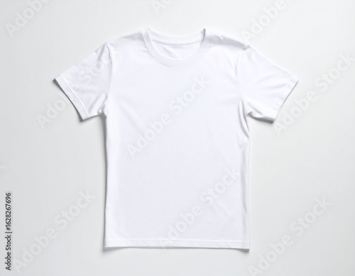 A plain white cotton t-shirt, neatly folded, displayed on a light grey background.