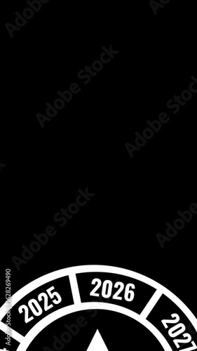 Spinning Year Counter from 2021 to 2026 Odometer Style Number Animation 4K Motion Graphic on Black and White Background