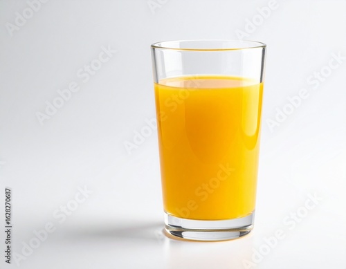 Wallpaper Mural A glass filled with vibrant orange juice, standing against a plain white background. Torontodigital.ca