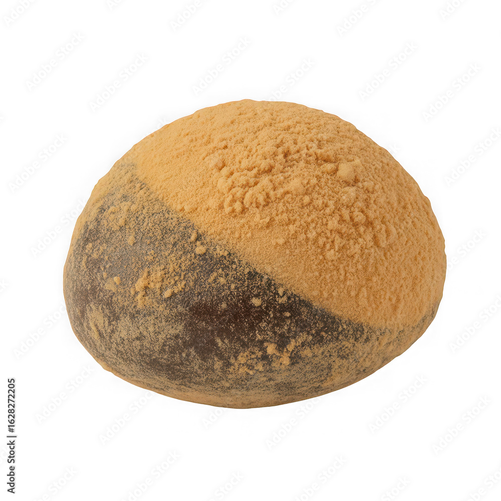 Kinako mochi coated in roasted soybean powder Isolated on white and transparent background. Kinako mochi coated in roasted soybean powder Isolated on white and transparent background.