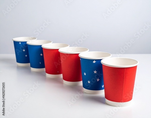 Wallpaper Mural Row of red and blue disposable paper coffee cups, patriotic design. Torontodigital.ca