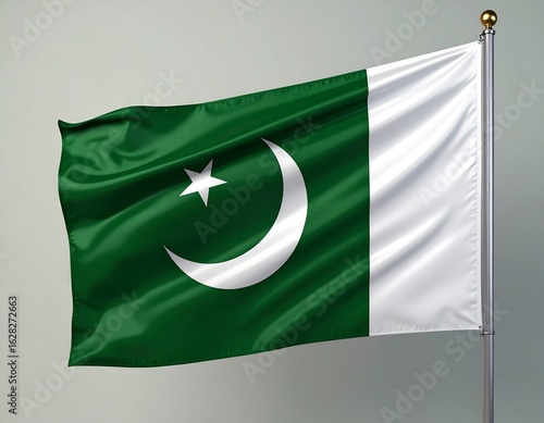 Wallpaper Mural A close-up view of the Pakistani flag waving gently against a neutral background. Torontodigital.ca