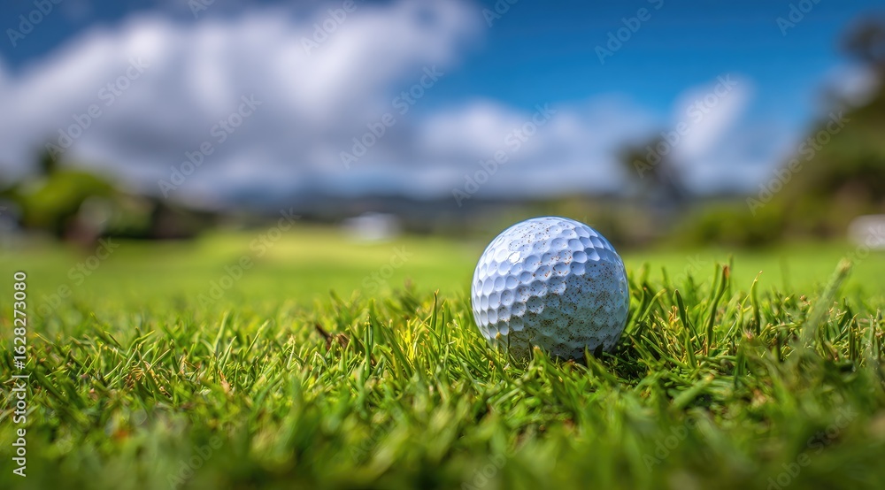 Obraz premium Golf ball rests on a manicured green