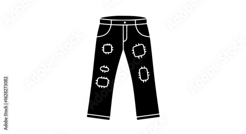 Torn pants black and white icon