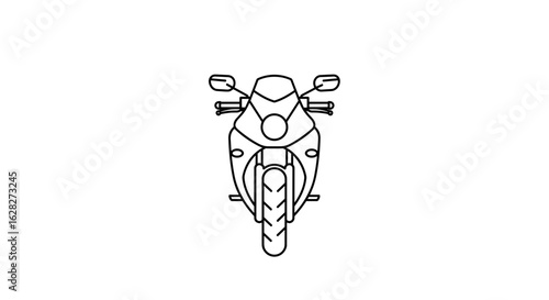  Sport motorcycle front view illustration in black and white