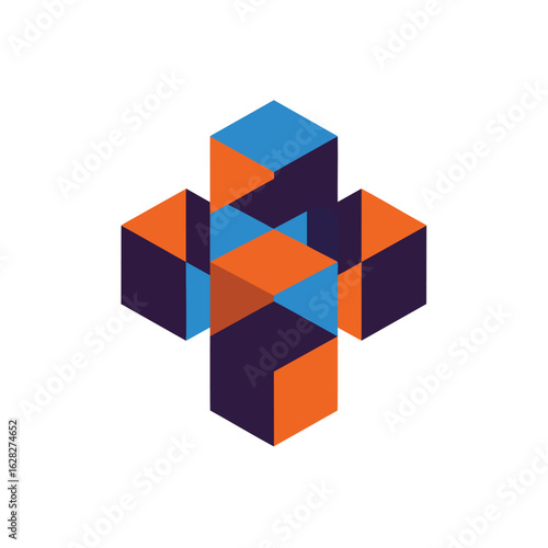 Geometric Abstract Cube Blocks Logo