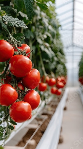 Wallpaper Mural Ripe red tomatoes grow on the vine in a lush field under a clear sky during the warm afternoon sunshine Torontodigital.ca