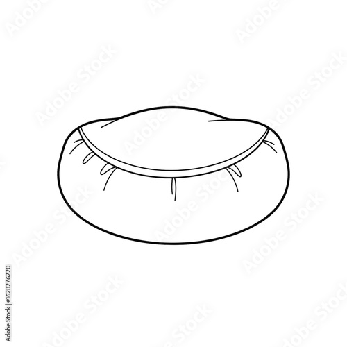 Simple line drawing of a beanbag chair, showing its shape and form.