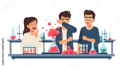 Chemistry student's experiment explodes as classmates react hilariously in the lab