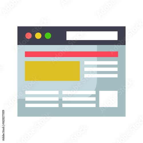 Vector illustration of a colorful website interface layout with content blocks.