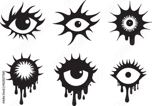 Unique eye drawing designs with dripping effect for edgy designs