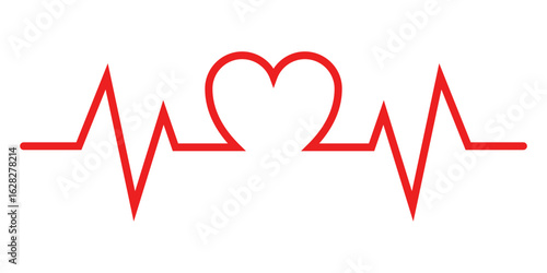 heart rate pulse graph. heartbeat line symbol. ECG, EKG test report. vector illustration on transparent background.