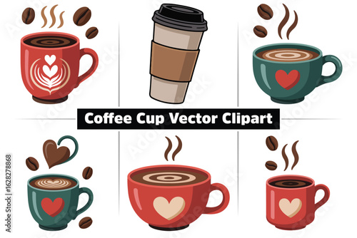 Coffee Clipart Bundle – Hot Beverages, Cups, Mugs, Beans, To-Go Drinks, Cafe Elements, Hand-Drawn Vector Illustrations for Sublimation, Stickers, Menus, Scrapbooking & Digital Designs
