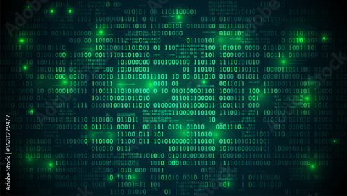 Abstract futuristic cyberspace with binary code, matrix background with digits, well organized layers