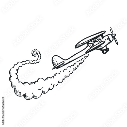 Aerial stunt performance sky illustration open air high angle aviation art. Vector illustration