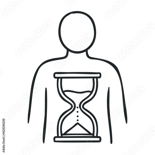 Exploring time's passage human experience with hourglass symbolism abstract art digital illustration. Vector illustration