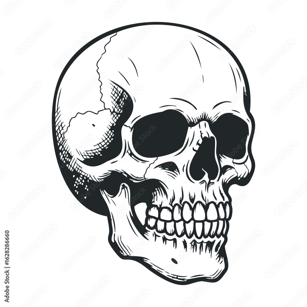Fototapeta premium Skull artwork art studio illustration creative environment close-up death concept. Vector illustration